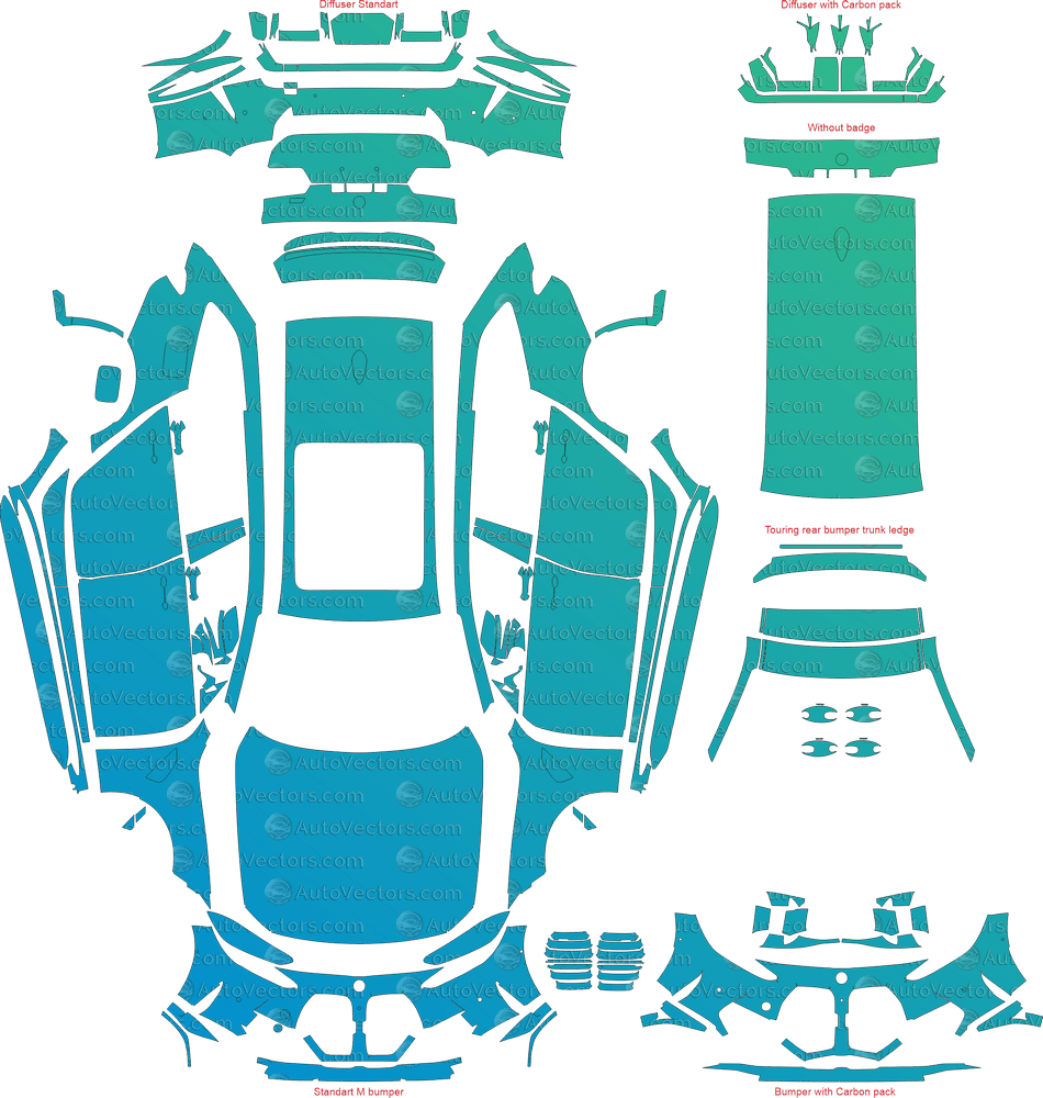 BMW M3 Base G81 (From 2022) Touring pre-cut PPF vector template download