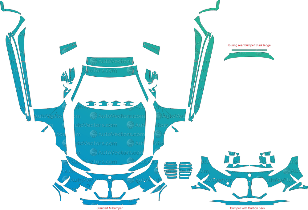 BMW M3 Base G81 (From 2022) Touring pre-cut PPF vector template download