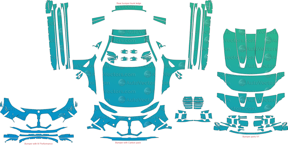 BMW M3 Competition G80 (From 2021) Sedan pre-cut PPF vector template download