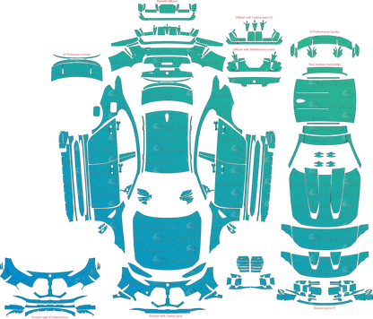 BMW M3 Competition G80 (From 2021) Sedan pre-cut PPF vector template download