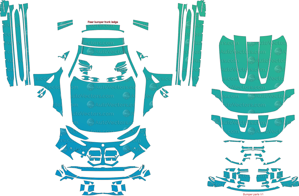 BMW M3 CS / M Performance G80 (From 2023) Sedan pre-cut PPF vector template download