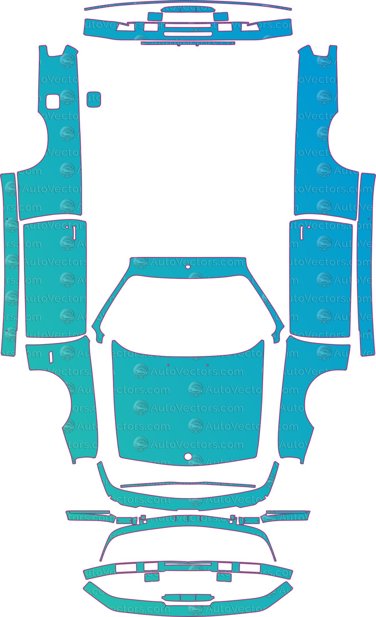 BMW M3 E30 (From 1987) Saloon – pre-cut PPF pattern templates, instant digital download vector cut files (CDR, AI, PDF, SVG)