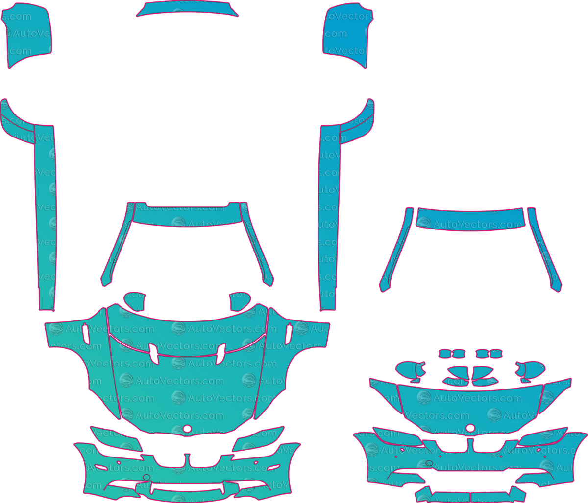 BMW M3 E90 (From 2008) Sedan – pre-cut PPF pattern templates, instant digital download vector cut files (CDR, AI, PDF, SVG)