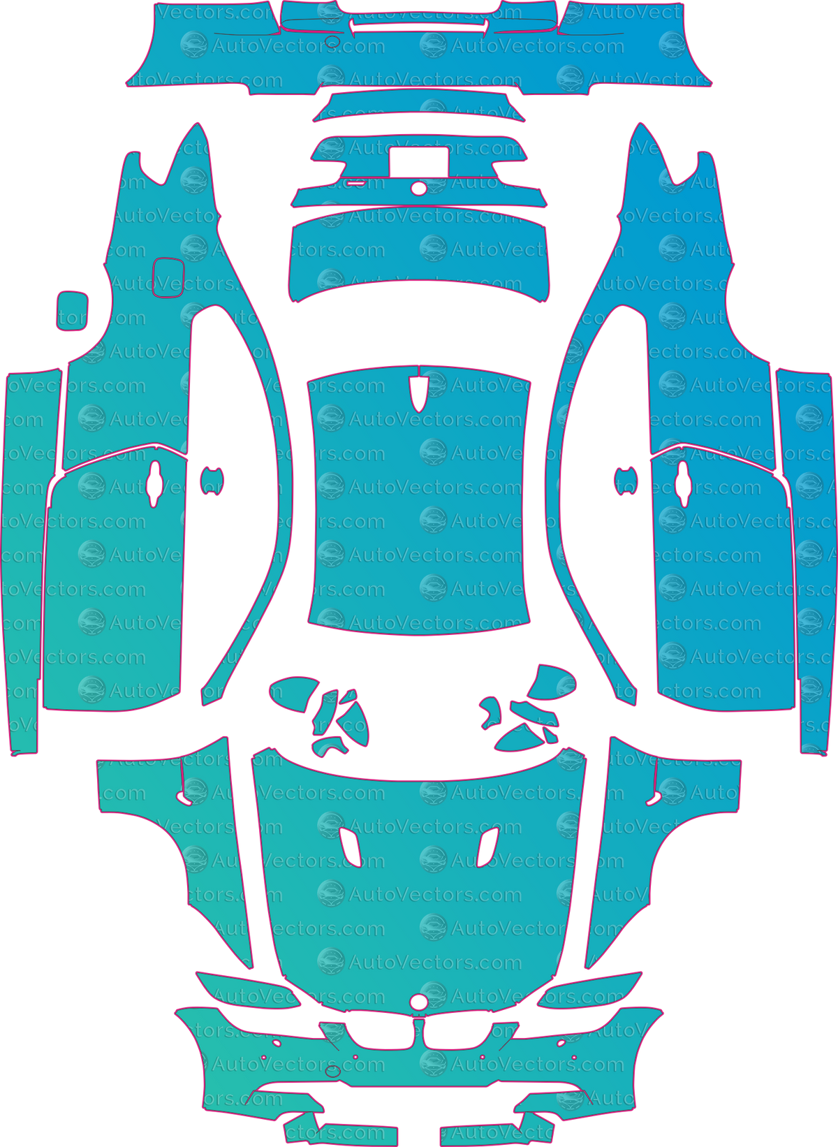 BMW M3 E92 Base (From 2007) Coupe – pre-cut PPF pattern templates, instant digital download vector cut files (CDR, AI, PDF, SVG)