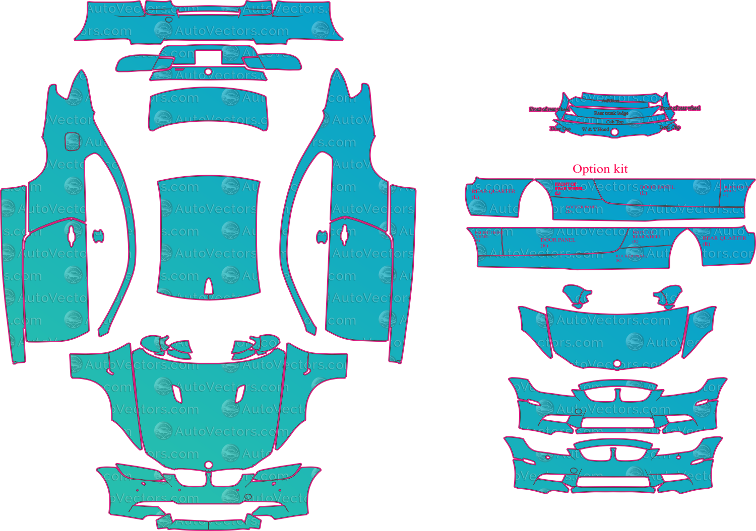 BMW M3 E92 Facelift (2011–2013) Coupe Pre-Cut PPF Pattern Templates – pre-cut PPF pattern templates, digital download vector files (CDR, AI, PDF, DXF, SVG)
