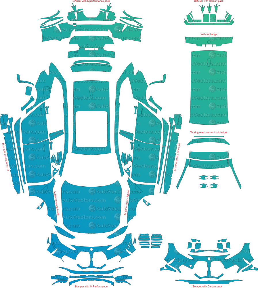 BMW M3 M Performance G81 (From 2022) Touring pre-cut PPF vector template download