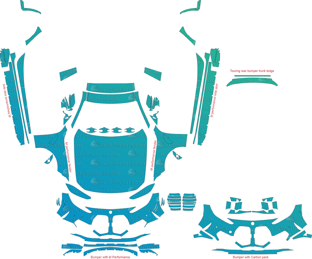 BMW M3 M Performance G81 (From 2022) Touring pre-cut PPF vector template download