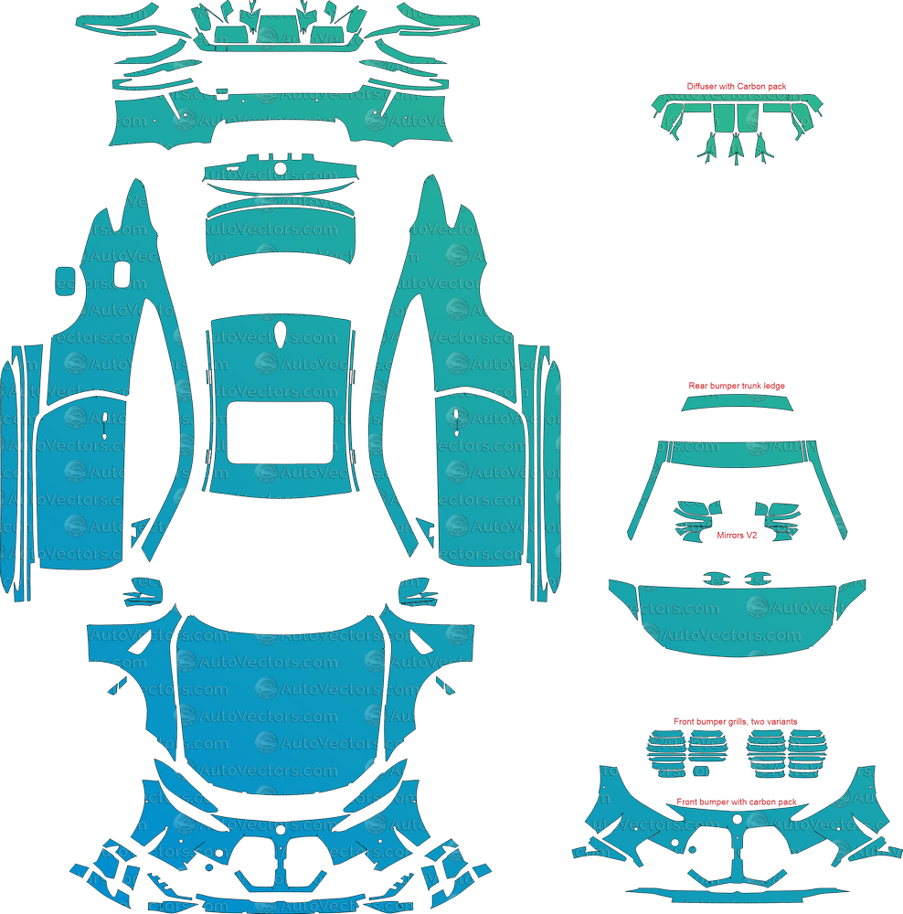 BMW M4 Competition G82 (From 2021) Coupe pre-cut PPF vector template download