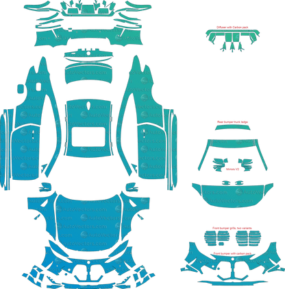 BMW M4 Competition G82 (From 2021) Coupe pre-cut PPF vector template download