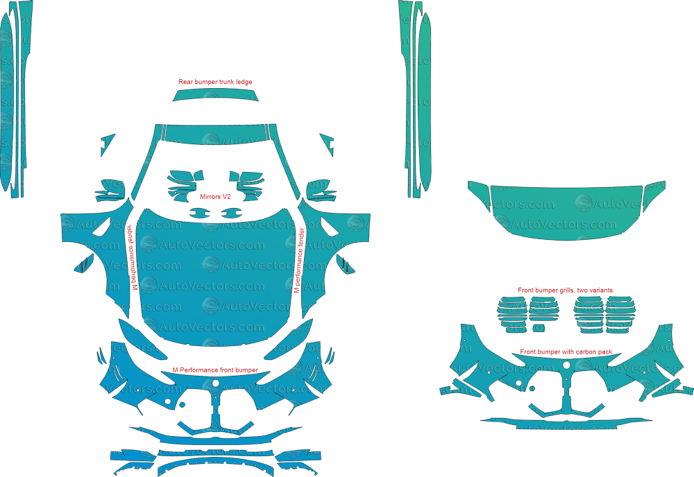 BMW M4 Competition / M Performance G82 (From 2021) Coupe pre-cut PPF vector template download