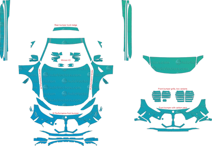 BMW M4 Competition / M Performance G82 (From 2021) Coupe pre-cut PPF vector template download