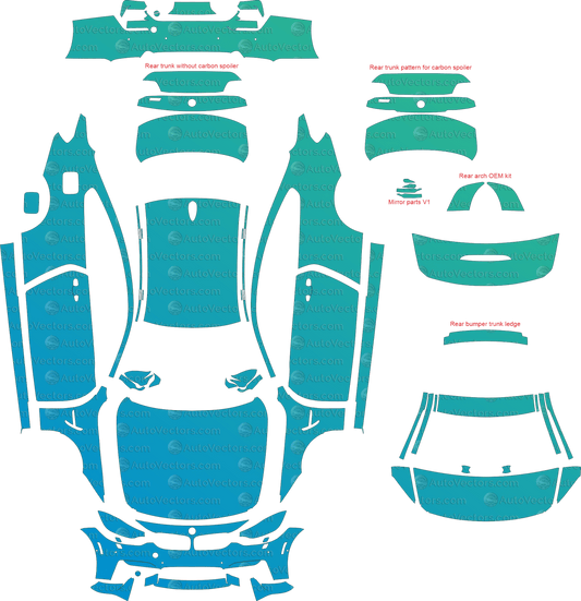 BMW M4 F82 (From 2015) Coupe pre-cut PPF vector template download