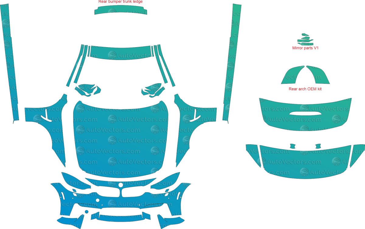 BMW M4 F82 (From 2015) Coupe pre-cut PPF vector template download