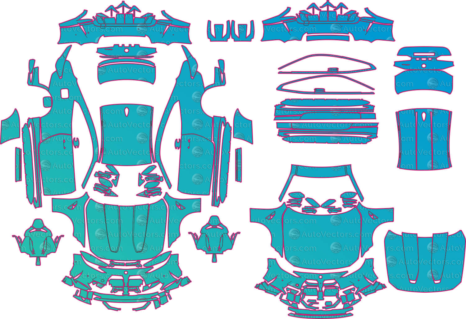 BMW M4 G82 CSL (From 2023) Coupe Pre-Cut PPF Pattern Templates – pre-cut PPF pattern templates, digital download vector files (CDR, AI, PDF, DXF, SVG)