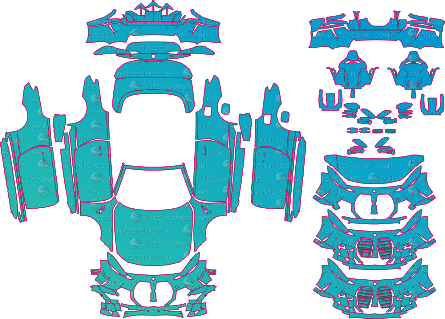 BMW M4 G83 (From 2021) Convertible Pre-Cut PPF Pattern Templates – pre-cut PPF pattern templates, digital download vector files (CDR, AI, PDF, DXF, SVG)
