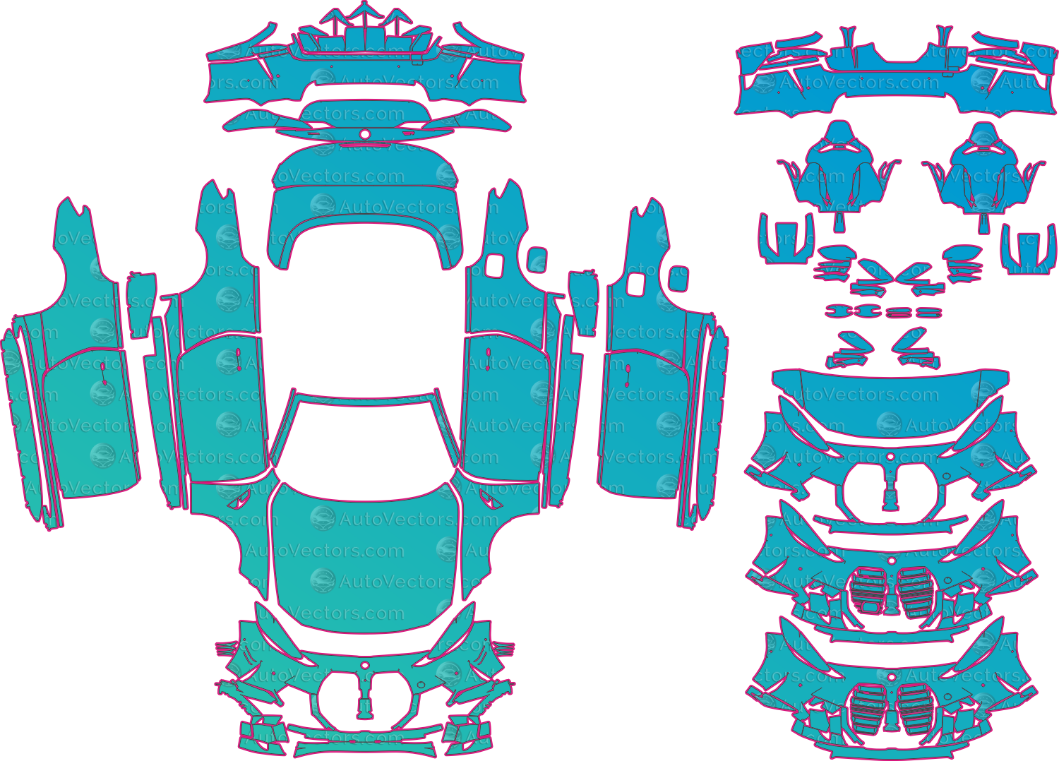 BMW M4 G83 (From 2021) Convertible Pre-Cut PPF Pattern Templates – pre-cut PPF pattern templates, digital download vector files (CDR, AI, PDF, DXF, SVG)