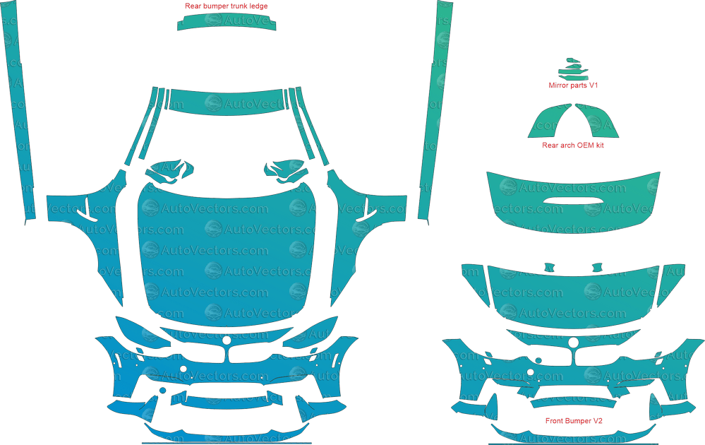 BMW M4 GTS F82 (From 2016) Coupe pre-cut PPF vector template download