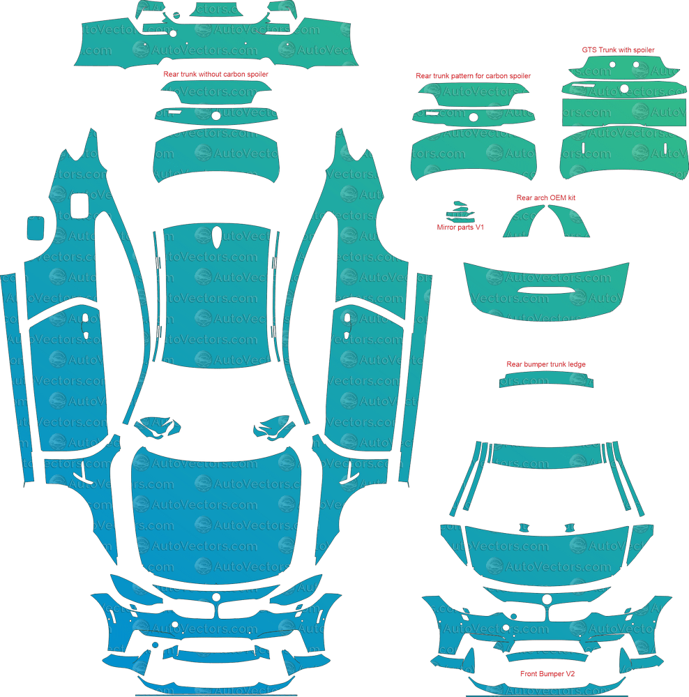 BMW M4 GTS F82 (From 2016) Coupe pre-cut PPF vector template download