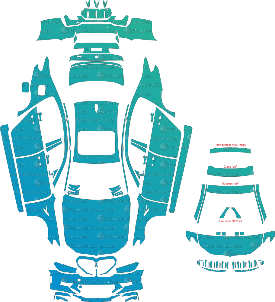 BMW M5 / Competition F90 LCI (From 2021) Sedan pre-cut PPF vector template download