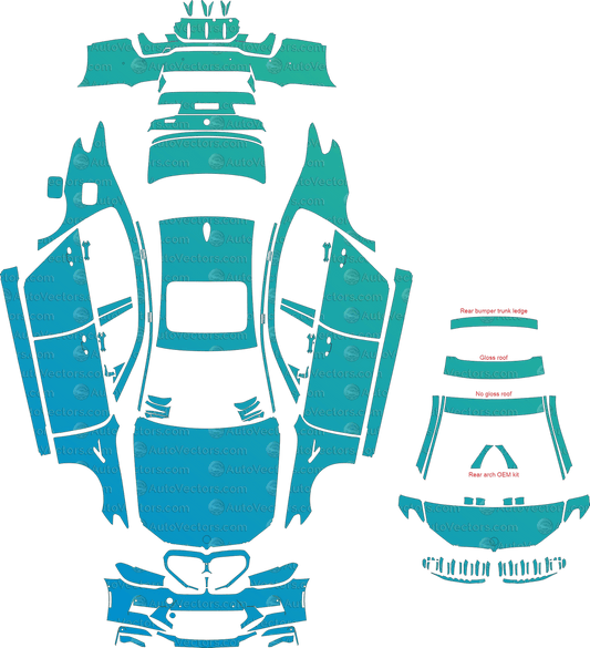 BMW M5 / Competition F90 LCI (From 2021) Sedan pre-cut PPF vector template download