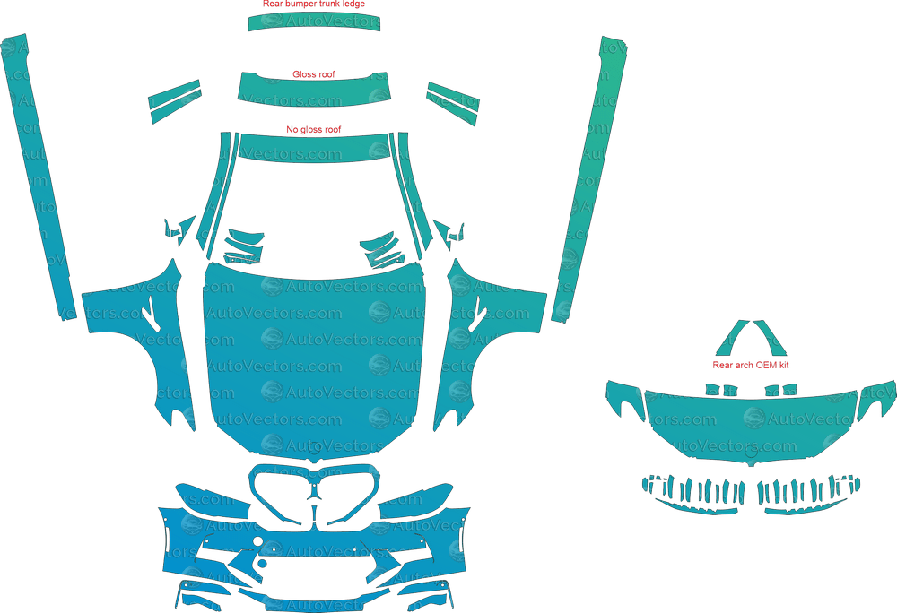 BMW M5 / Competition F90 LCI (From 2021) Sedan pre-cut PPF vector template download