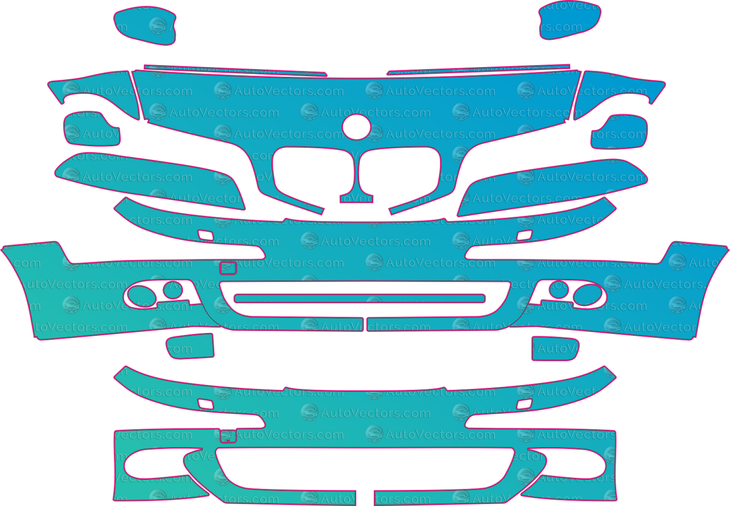 BMW M5 E39 Facelift (From 2000) Sedan Pre-Cut PPF Pattern Templates – pre-cut PPF pattern templates, digital download vector files (CDR, AI, PDF, DXF, SVG)