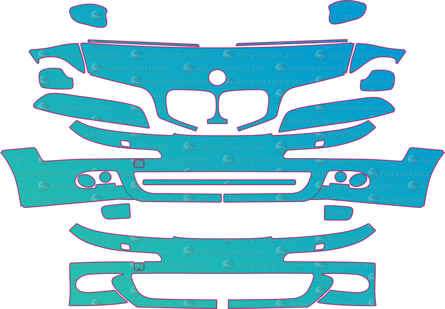 BMW M5 E39 Facelift (From 2000) Sedan Pre-Cut PPF Pattern Templates – pre-cut PPF pattern templates, digital download vector files (CDR, AI, PDF, DXF, SVG)