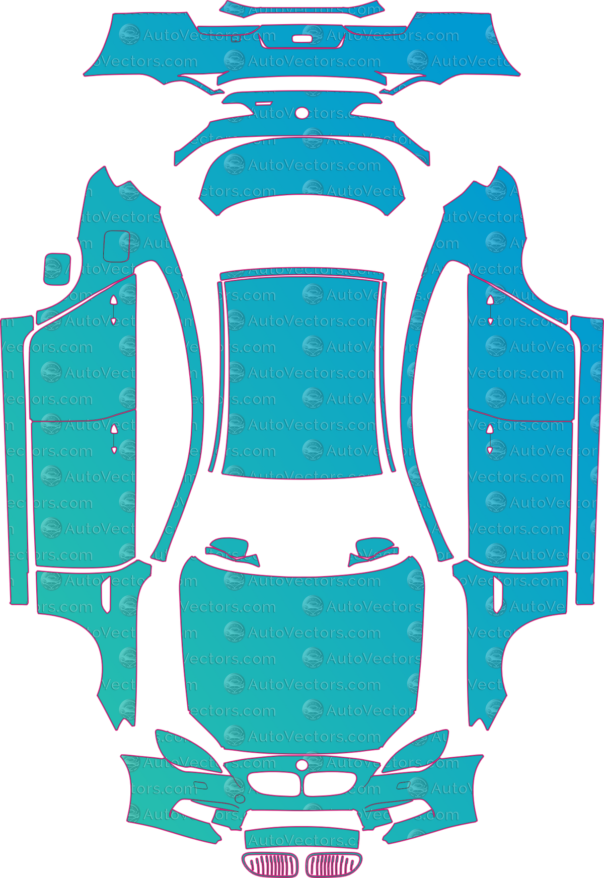 BMW M6 F06 (From 2015) Sedan – pre-cut PPF pattern templates, instant digital download vector cut files (CDR, AI, PDF, SVG)