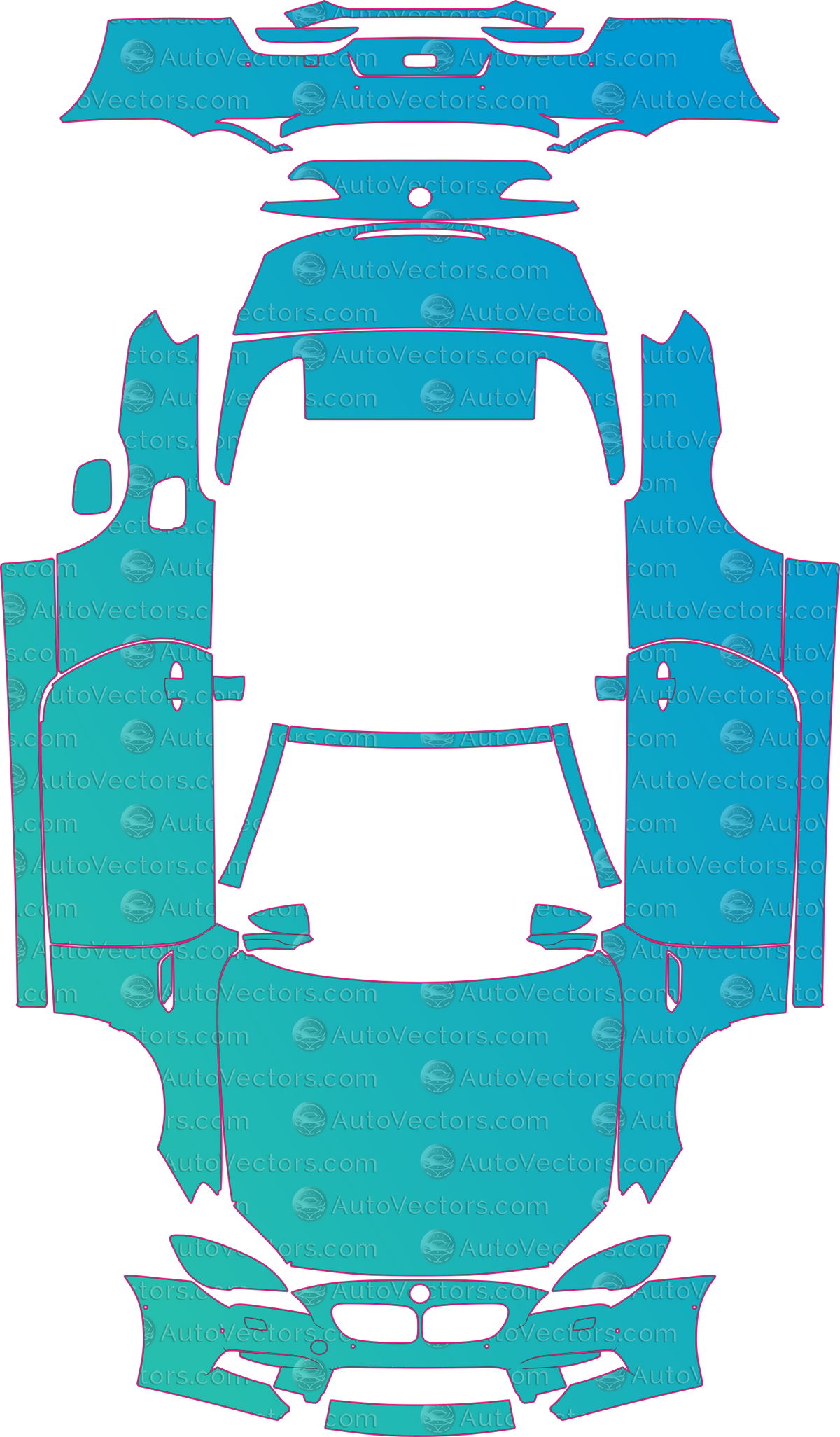 BMW M6 F12 (From 2016) Convertible – pre-cut PPF pattern templates, instant digital download vector cut files (CDR, AI, PDF, SVG)