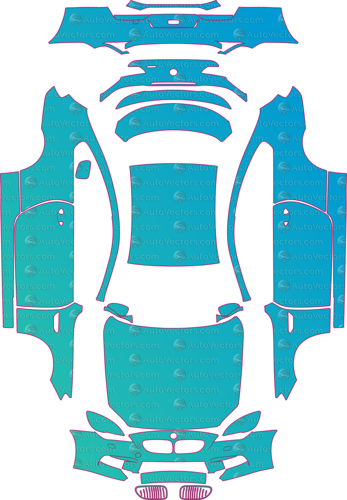 BMW M6 F13 (From 2015) Coupe – pre-cut PPF pattern templates, instant digital download vector cut files (CDR, AI, PDF, SVG)