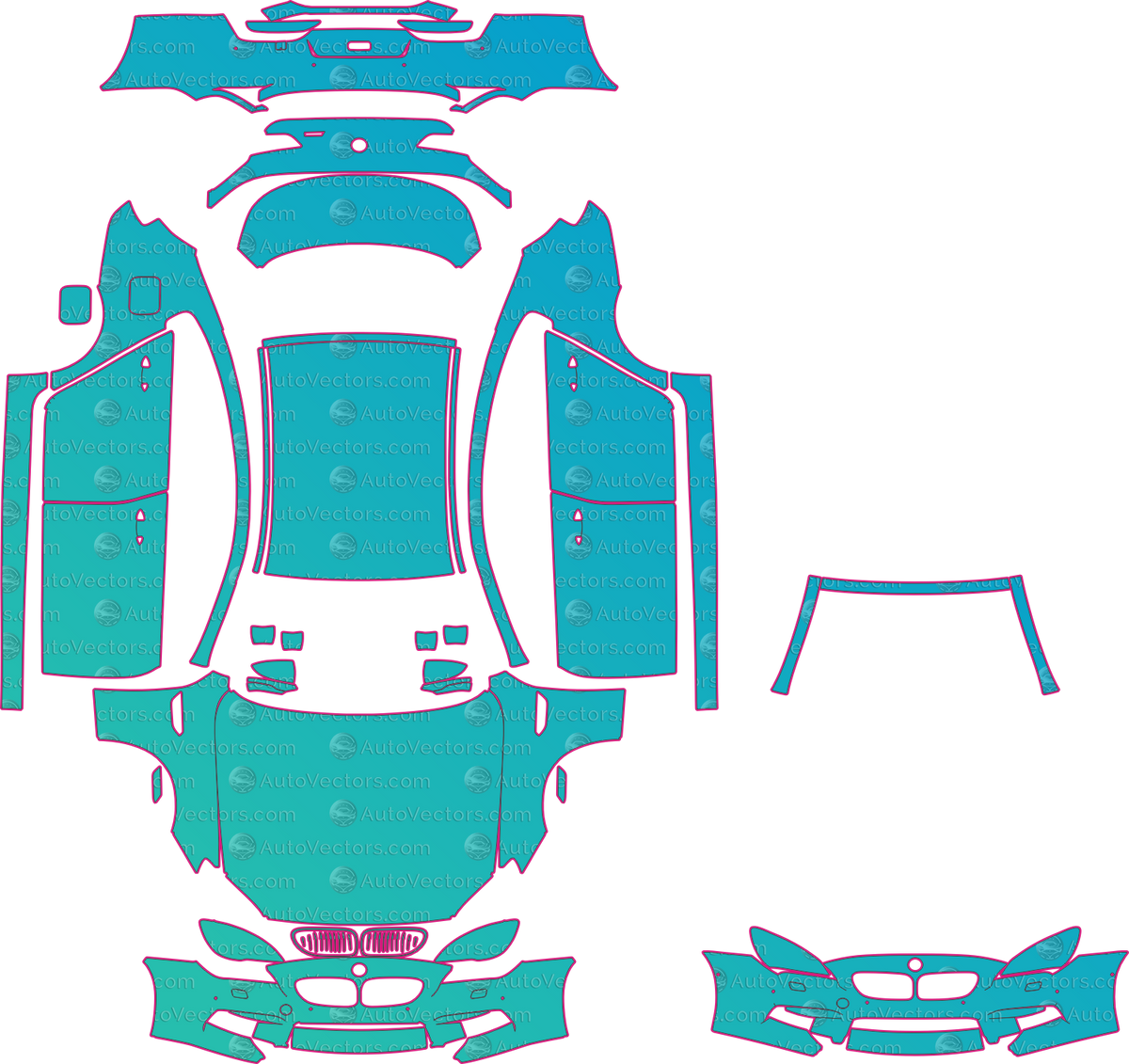 BMW M6 Gran Coupe F06 (From 2011) Coupe – pre-cut PPF pattern templates, instant digital download vector cut files (CDR, AI, PDF, SVG)