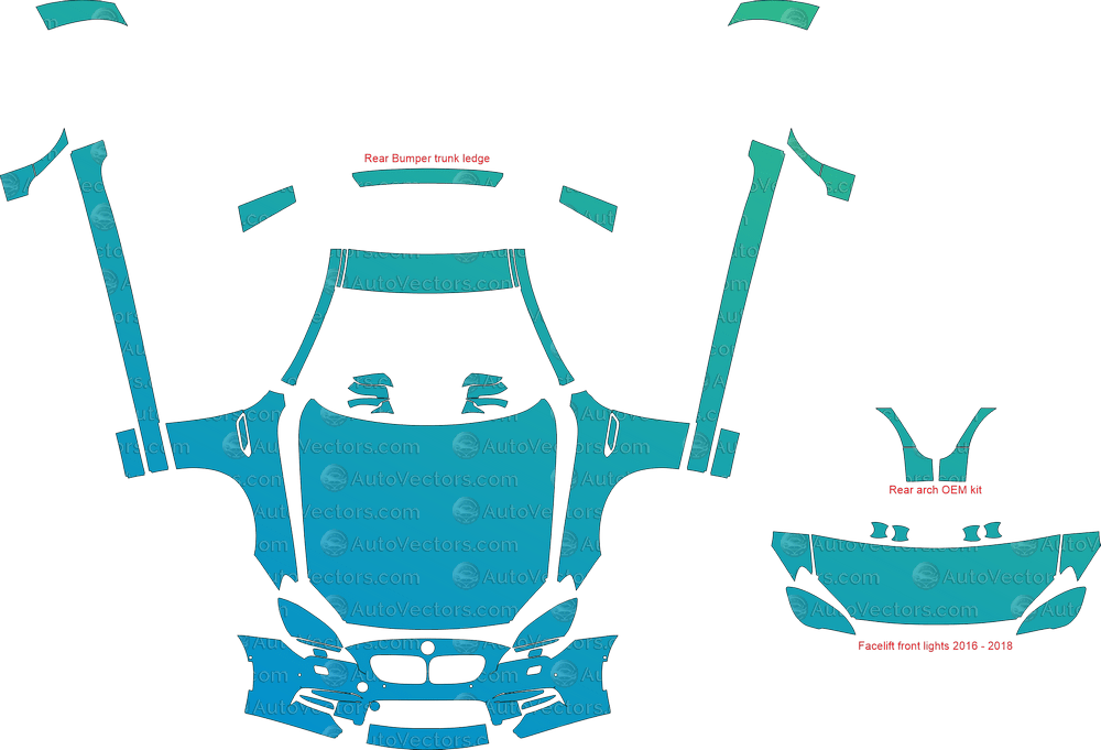 BMW M6 Gran Coupe F06 (From 2014) Gran Coupe pre-cut PPF vector template download