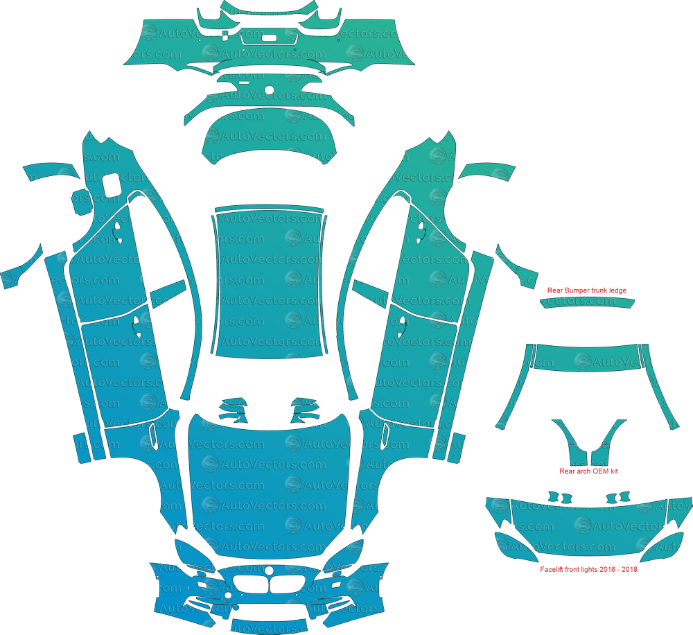 BMW M6 Gran Coupe F06 (From 2014) Gran Coupe pre-cut PPF vector template download
