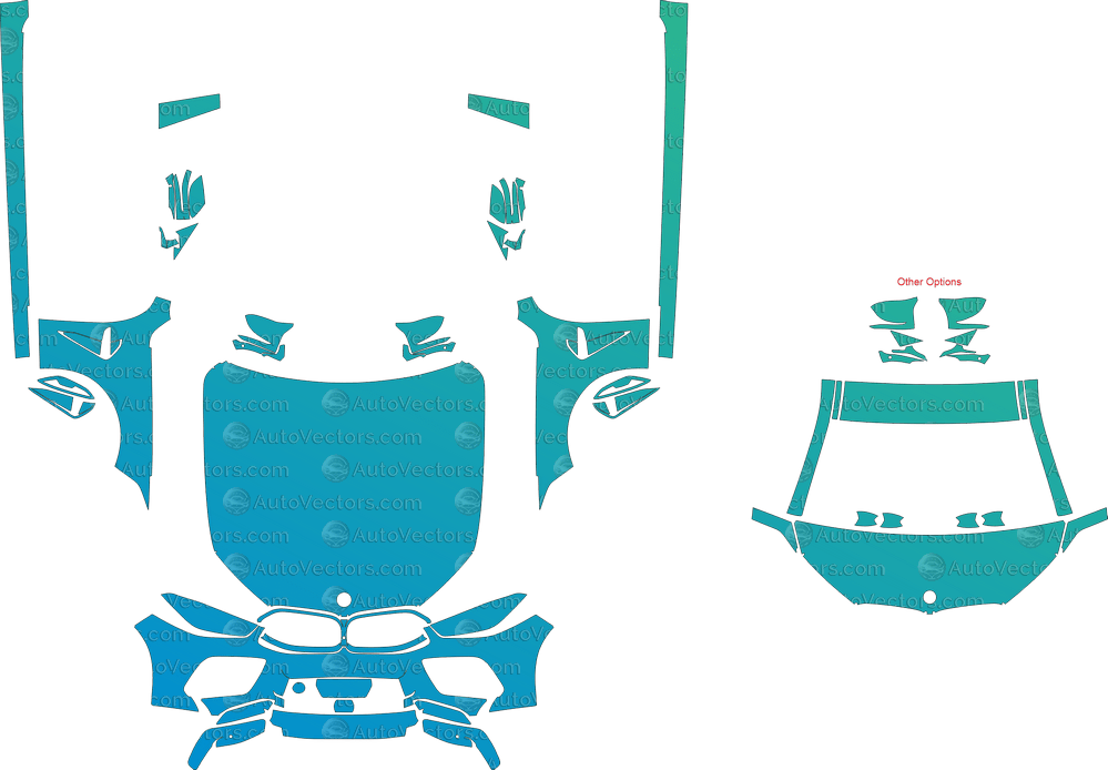 BMW M8 Competition LCI F93 (From 2022) Gran Coupe pre-cut PPF vector template download