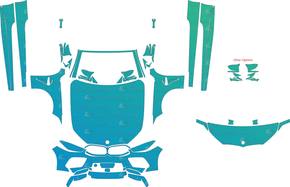 BMW M8 Competition LCI G14 (From 2023) Convertible pre-cut PPF vector template download