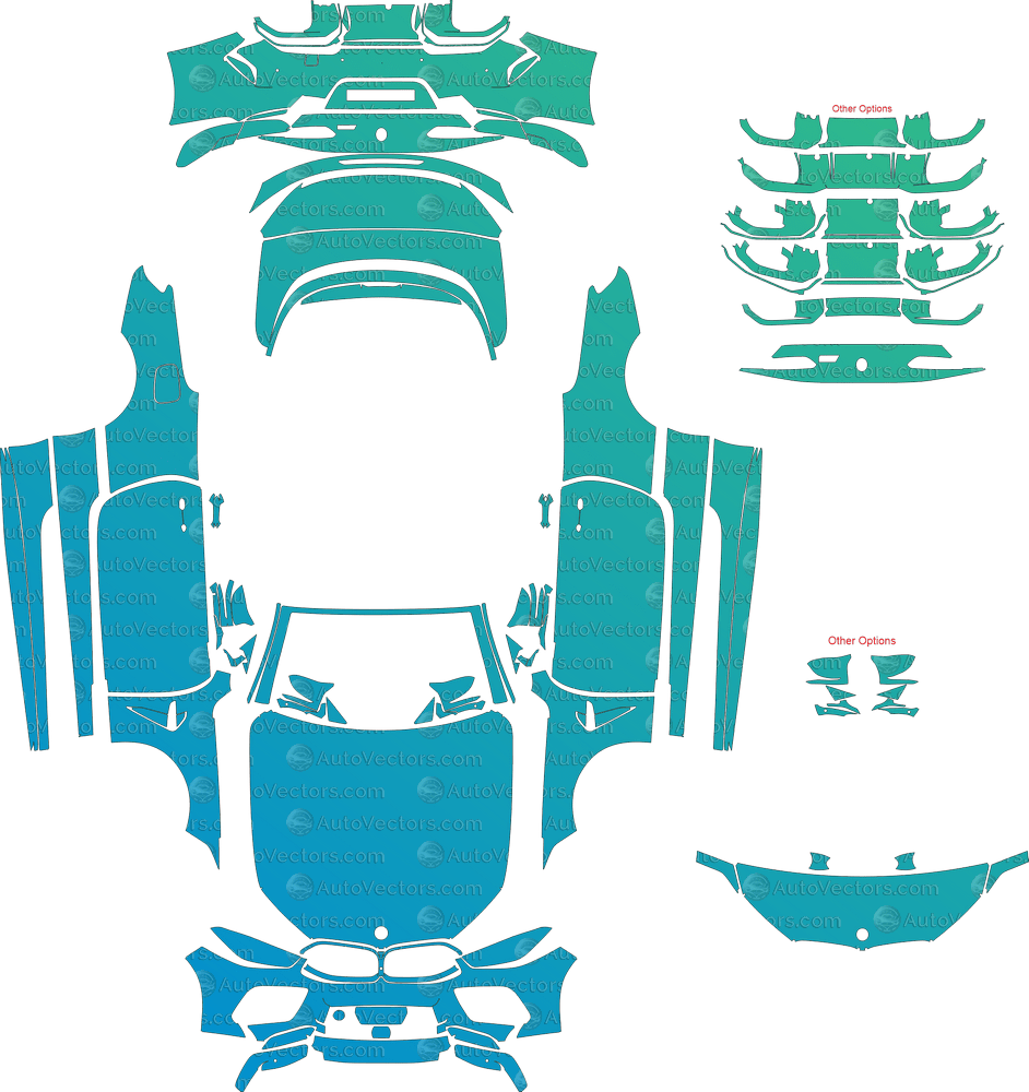 BMW M8 Competition LCI G14 (From 2023) Convertible pre-cut PPF vector template download