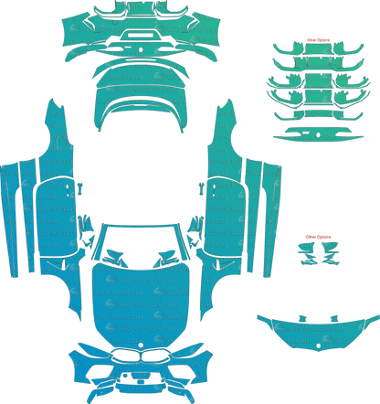 BMW M8 Competition LCI G14 (From 2023) Convertible pre-cut PPF vector template download