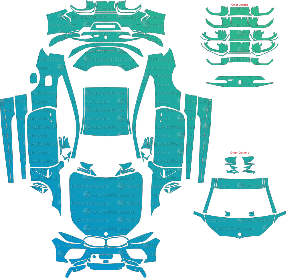 BMW M8 Competition LCI G15 (From 2022) Coupe pre-cut PPF vector template download