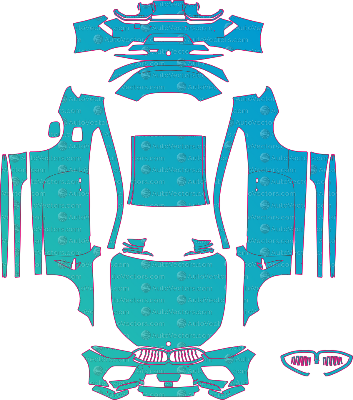 BMW M8 F92 (From 2022) Coupe – pre-cut PPF pattern templates, instant digital download vector cut files (CDR, AI, PDF, SVG)