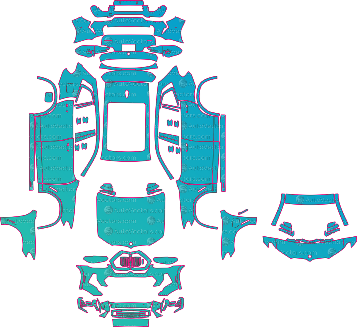 BMW X3 M Sport (From 2023) SUV pre-cut PPF pattern layout