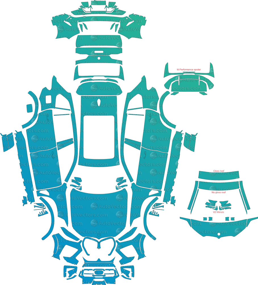 BMW X5 M and M Competition G05 (From 2020) SUV pre-cut PPF vector template download
