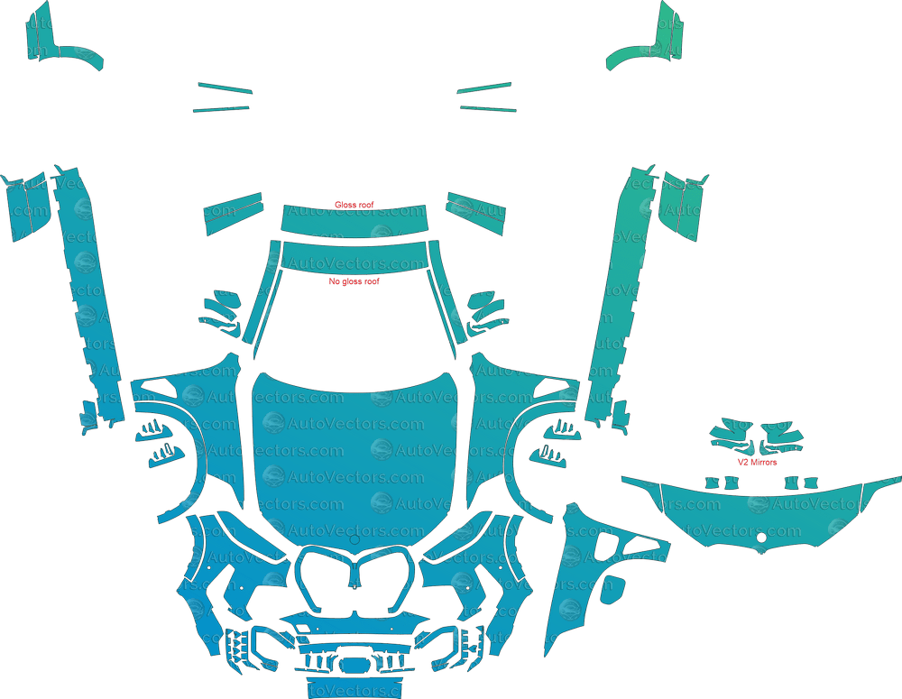 BMW X5 M Sport / M60 G05 LCI (From 2023) SUV pre-cut PPF vector template download