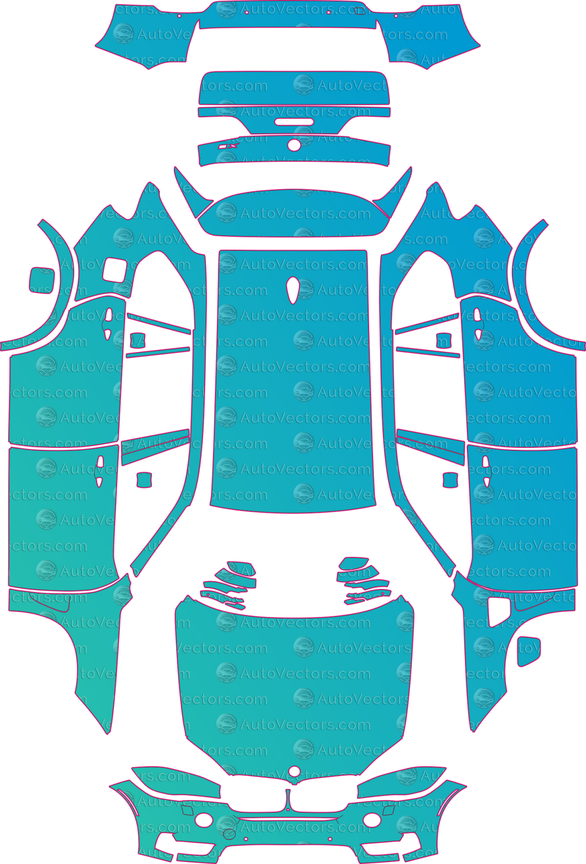 BMW X5e X Line (From 2016) SUV pre-cut PPF pattern layout