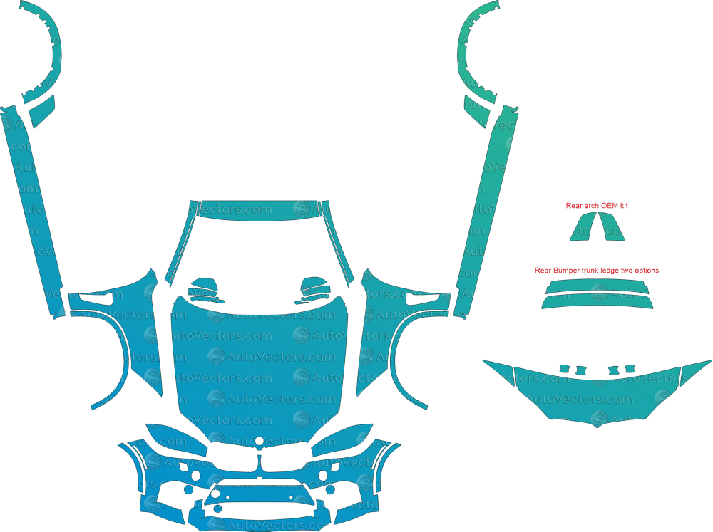 BMW X6 M F86 (From 2015) SUV pre-cut PPF vector template download