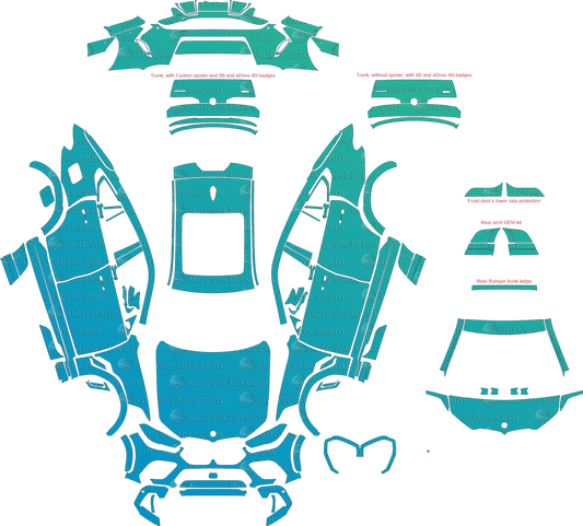 BMW X6 M / M Competition G06 (From 2020) SUV pre-cut PPF vector template download