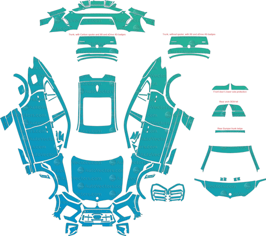 BMW X6 M / M Competition G06 LCI (From 2024) SUV pre-cut PPF vector template download