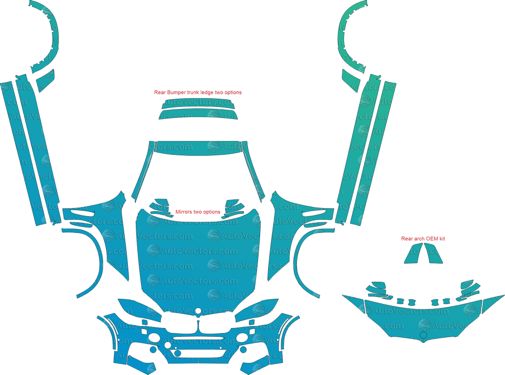BMW X6 M Sport F16 (From 2015) SUV pre-cut PPF vector template download