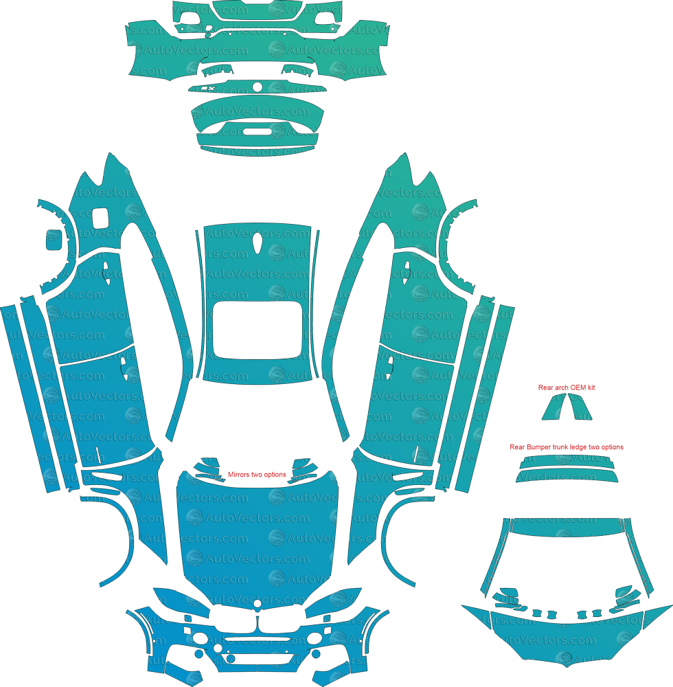 BMW X6 M Sport F16 (From 2015) SUV pre-cut PPF vector template download