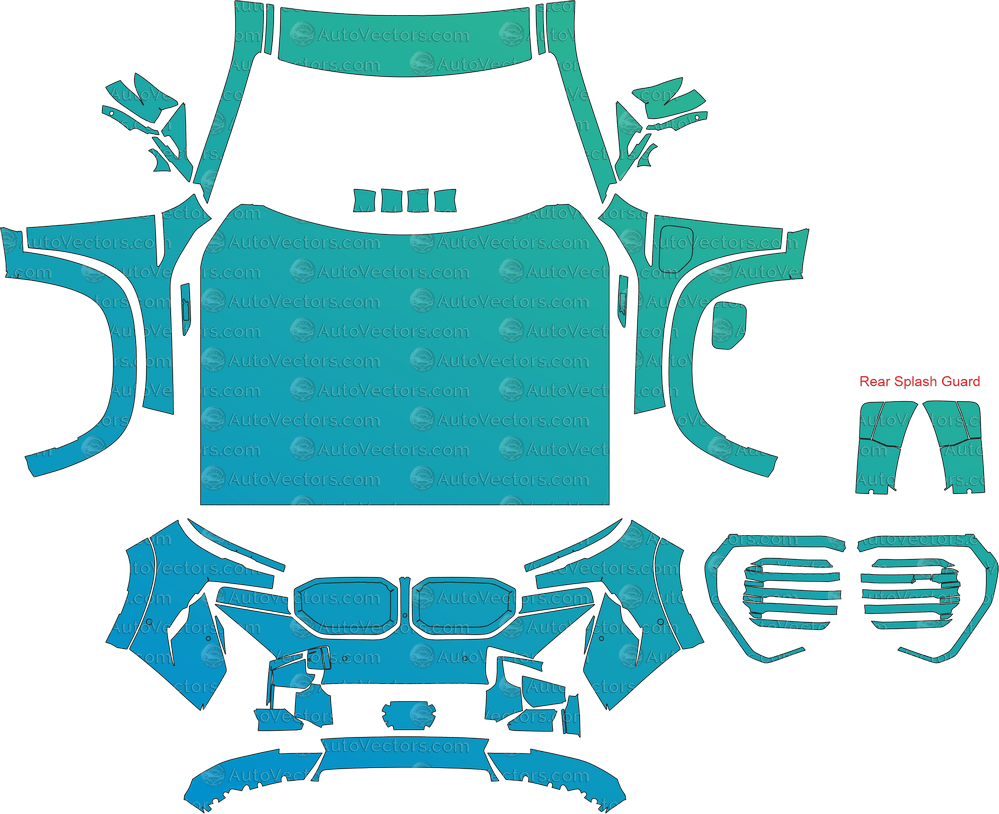 BMW XM Base / Red Label G09 (From 2022) SUV pre-cut PPF vector template download