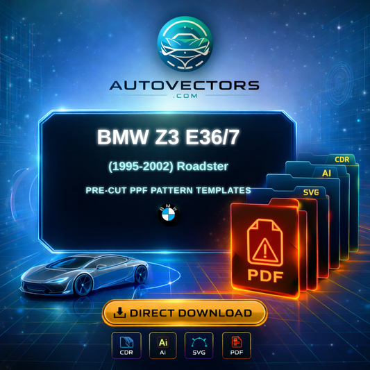 BMW Z3 E36-7 roadster pre-cut PPF pattern templates vector download